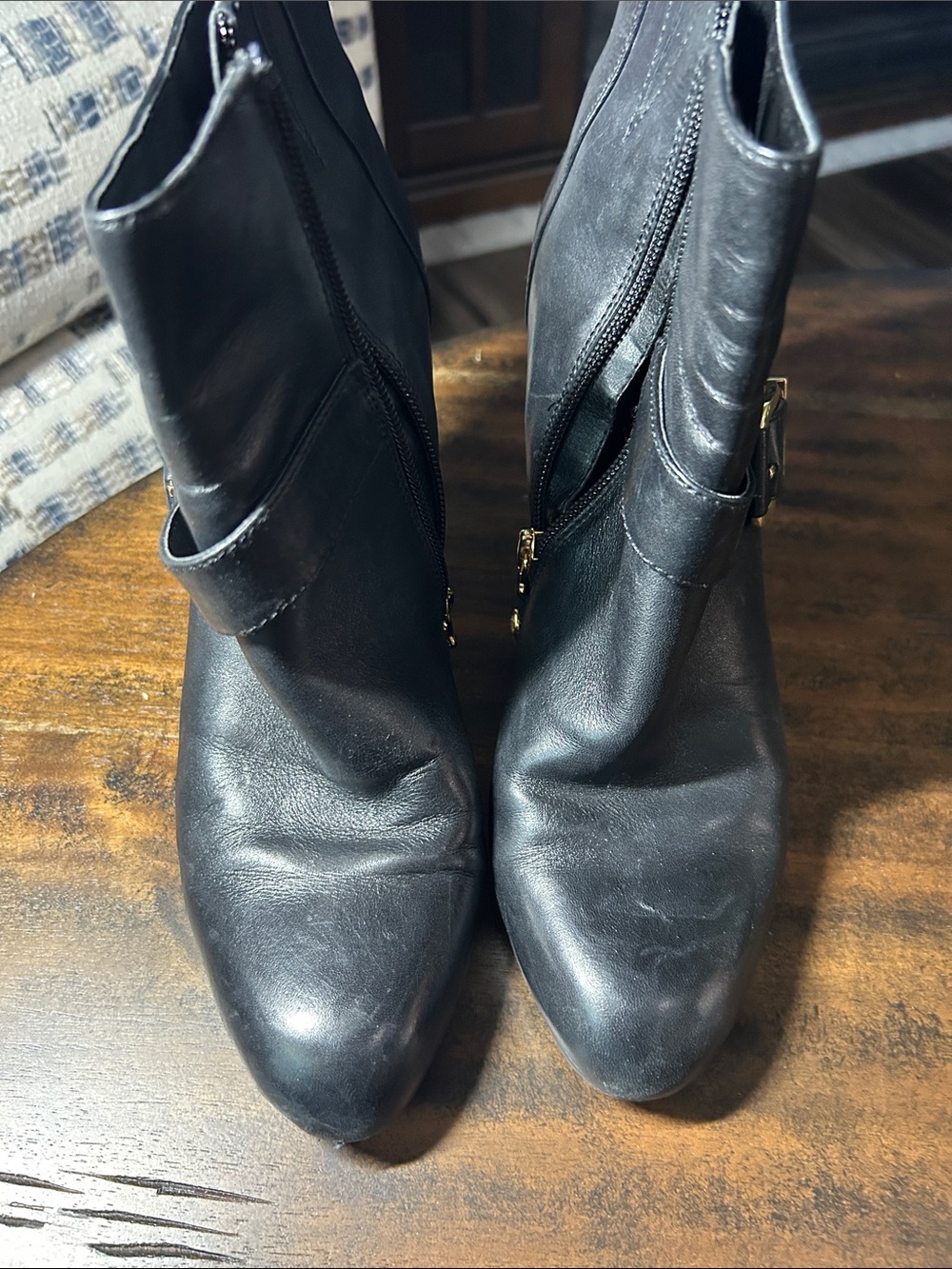 Dana Buchanan Black Leather Ankle Boots with Buckle size 10 Med